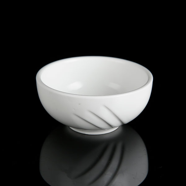 Twill white porcelain round bowl